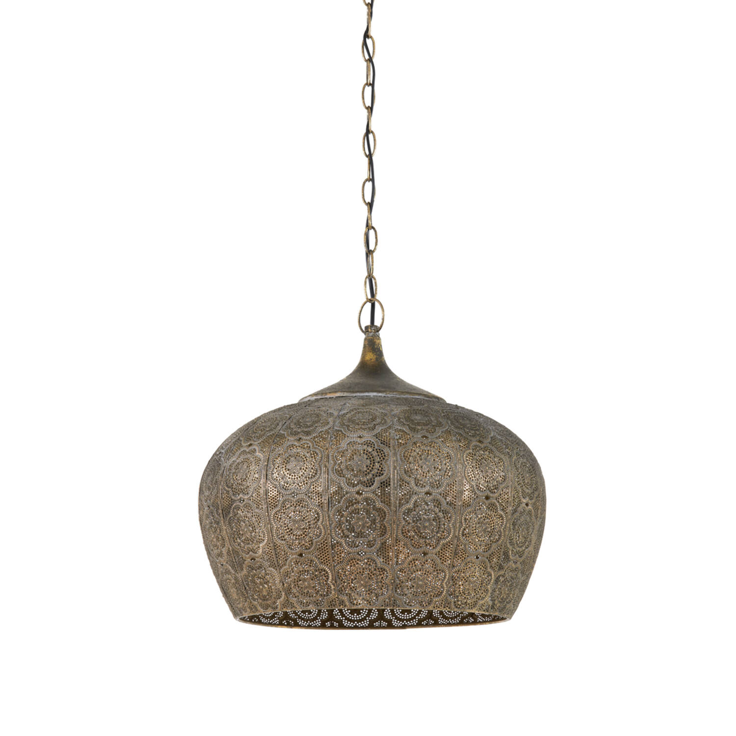 Suspension en métal perforé couleur bronze Light & Living Emine