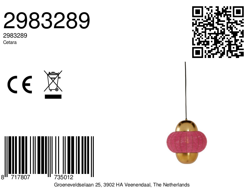 Suspension dorée et rose au look luxueux Light & Living Cetara – Image 8