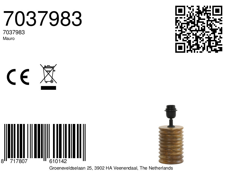 Piedestal de lampe en bois en forme de cylindre Light & Living Mauro – Image 2