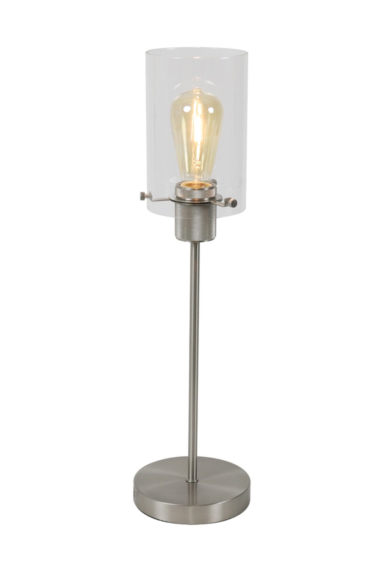 Lampe de table cylindrique en verre et métal acier Light & Living Vancouver – Image 4