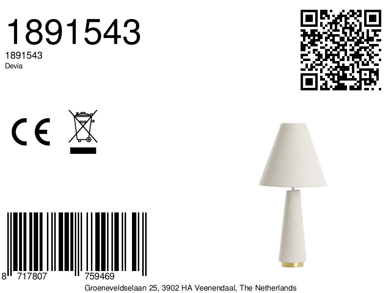 Lampe blanche vintage avec abat-jour Light & Living Devia – Image 6