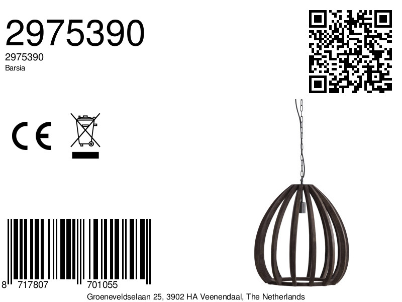 Suspension à cadre ouvert en bois Light & Living Barsia – Image 10