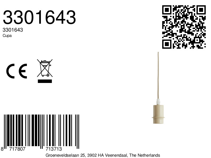 Suspension avec cache-câble beige Light & Living Cupa – Image 7