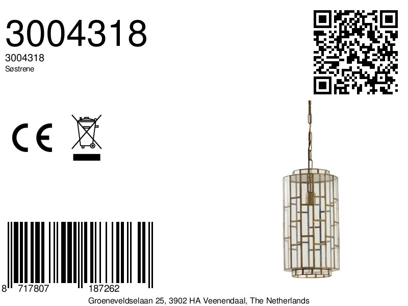 Suspension en verre avec cadre en métal Light & Living Sostrene – Image 9