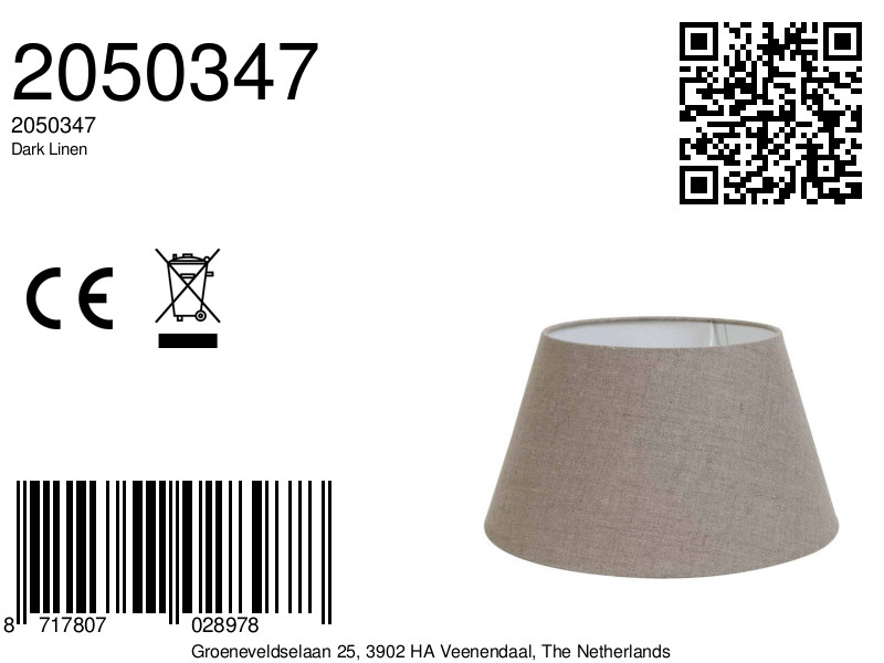 Abat-jour en tissu couleur taupe Light & Living Dark Linen – Image 3