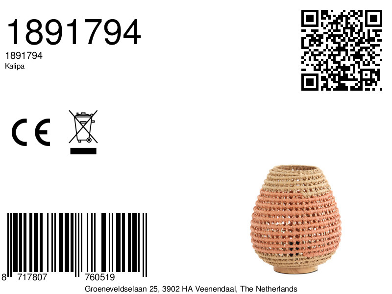 Lampe tressée dans des tons naturels Light & Living Kalipa – Image 8