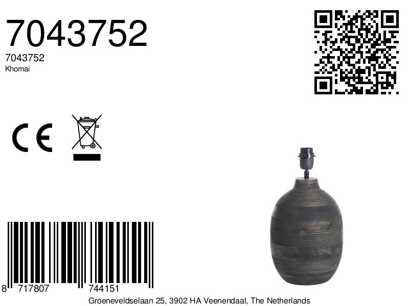 Piedestal de lampe rustique en céramique Light & Living Khomai – Image 5