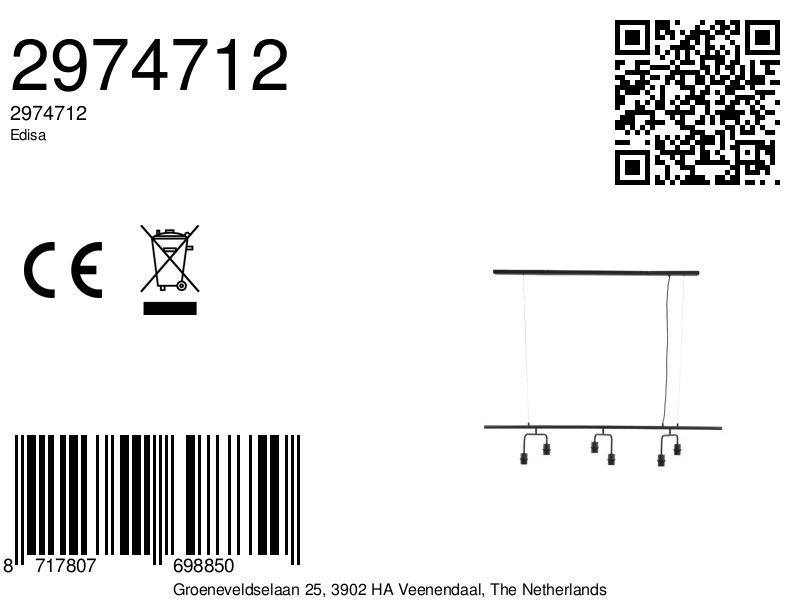 Suspension noire moderne avec rail Light & Living Edisa – Image 8