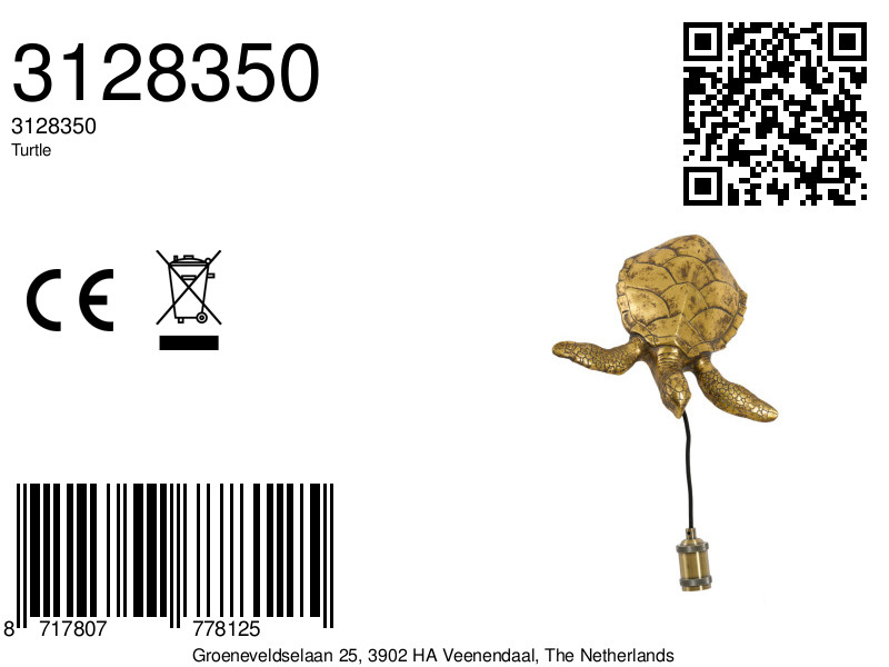 Applique murale décorative tortue dorée Light & Living Turtle – Image 6