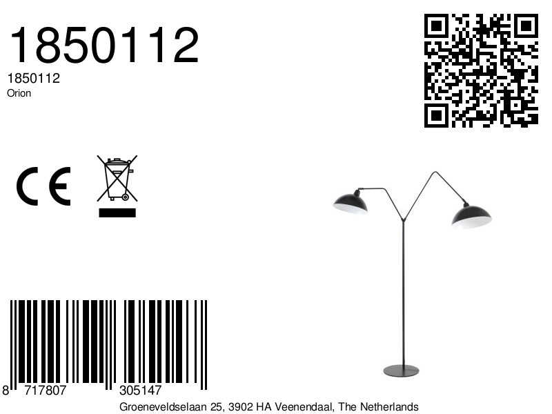 Lampadaire double en métal noir Light & Living Orion – Image 10