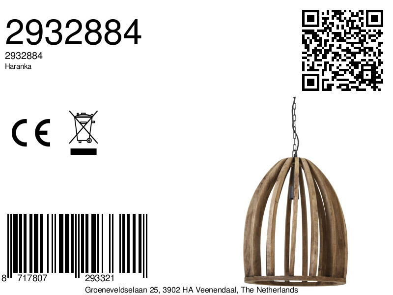 Suspension cage en bois naturel Light & Living Haranka – Image 6