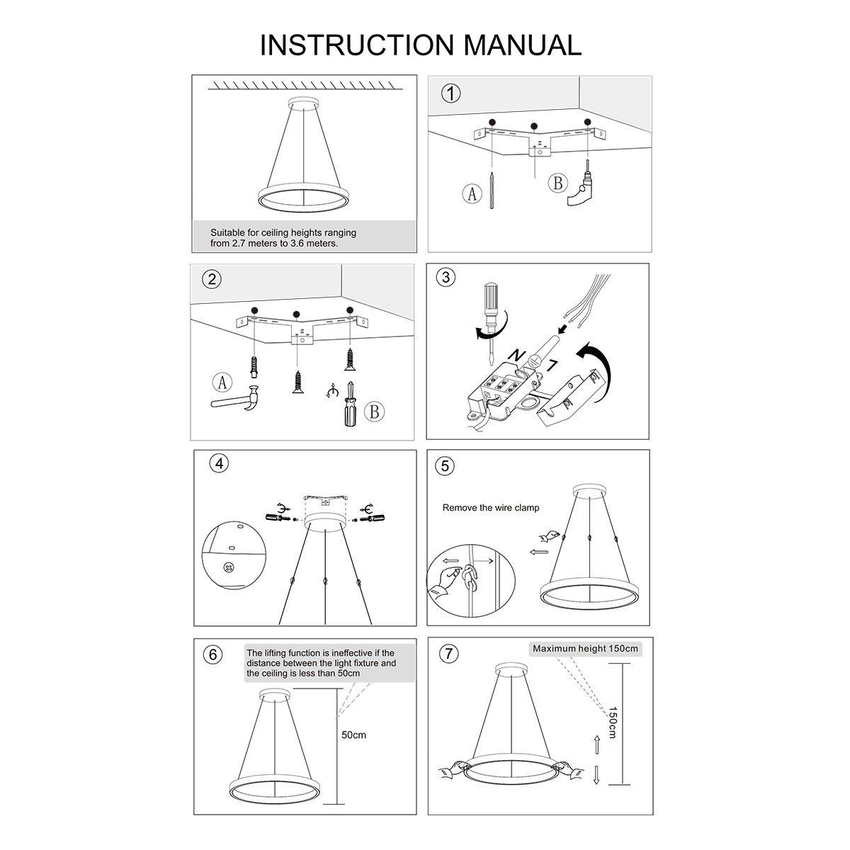 Suspension LED noire design réglable en forme d’anneau Steinhauer Mykty – Image 6