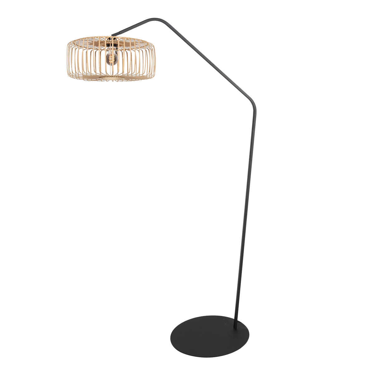 Lampadaire noir avec abat-jour en bambou Anne Lighting ZigZag – Image 2