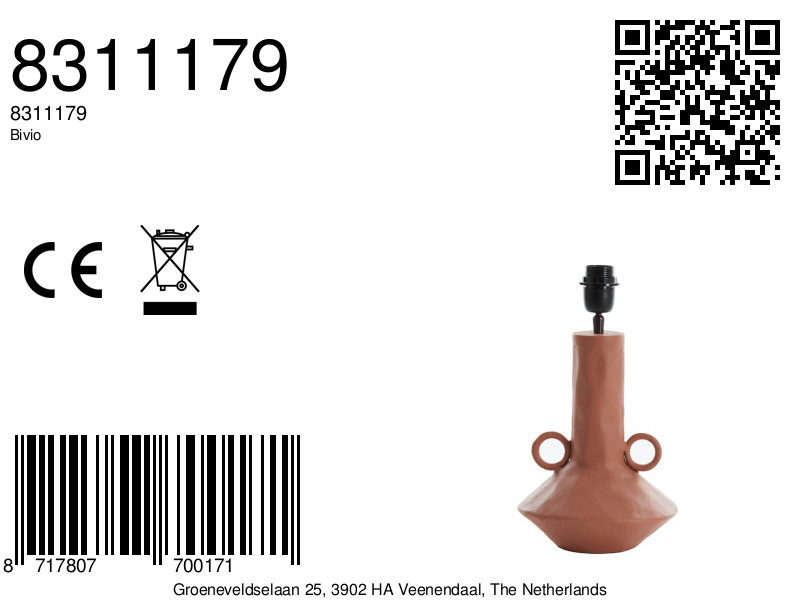 Lampe de table classique bordeaux Light & Living Bivio – Image 9