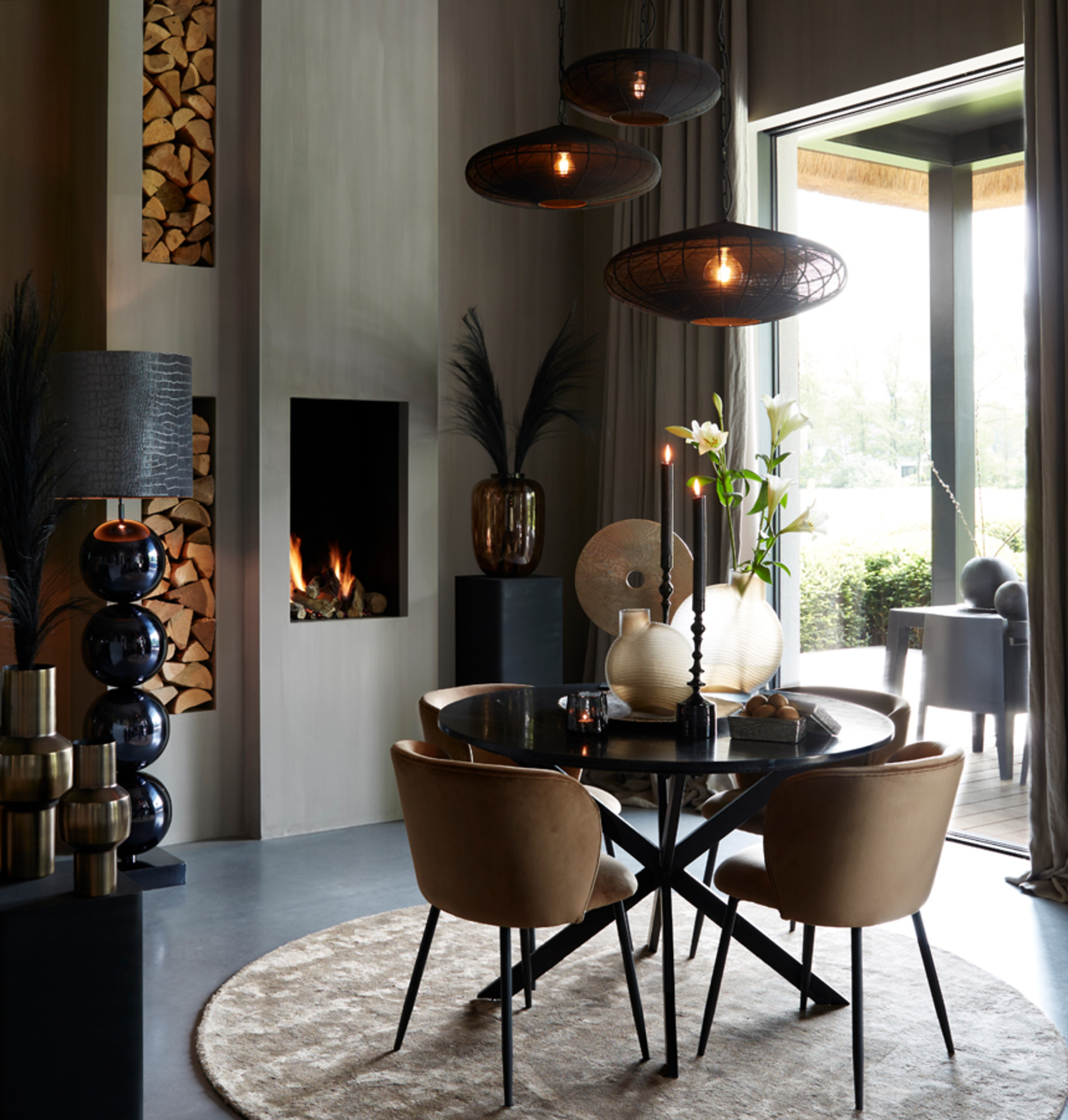 Suspension ovale noire au style moderne Light & Living Bahoto – Image 4