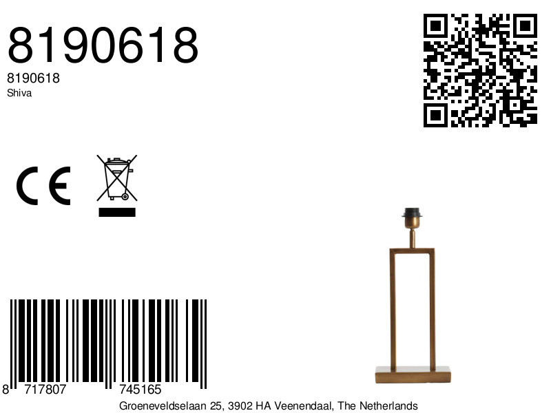 Socle de lampe décoratif en laiton Light & Living Shiva – Image 8