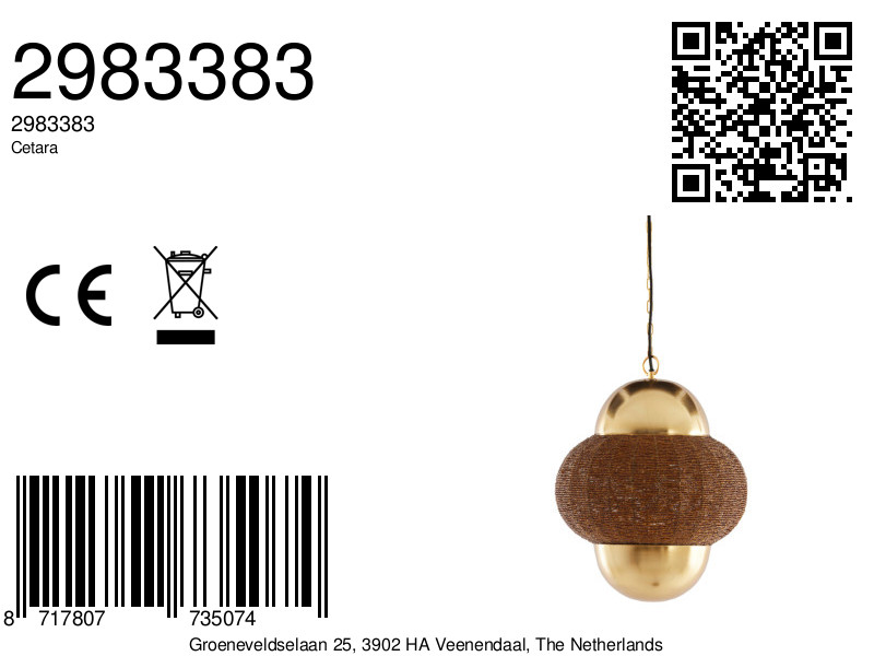 Suspension dorée avec ornements de perles Light & Living Cetara – Image 8