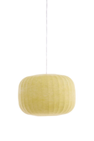 Alternative view of Suspension ronde en tissu jaune pâle Light & Living Lexa