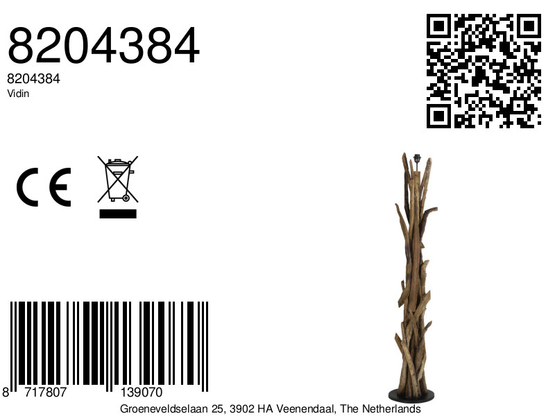 Lampe sur pied en bois design naturel Light & Living Vidin – Image 7