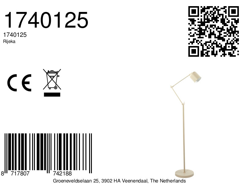 Lamp sur pied couleur crème moderne Light & Living Rijeka – Image 8