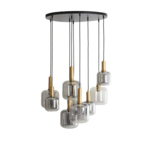 Suspension en verre avec détails dorés Light & Living Lekar