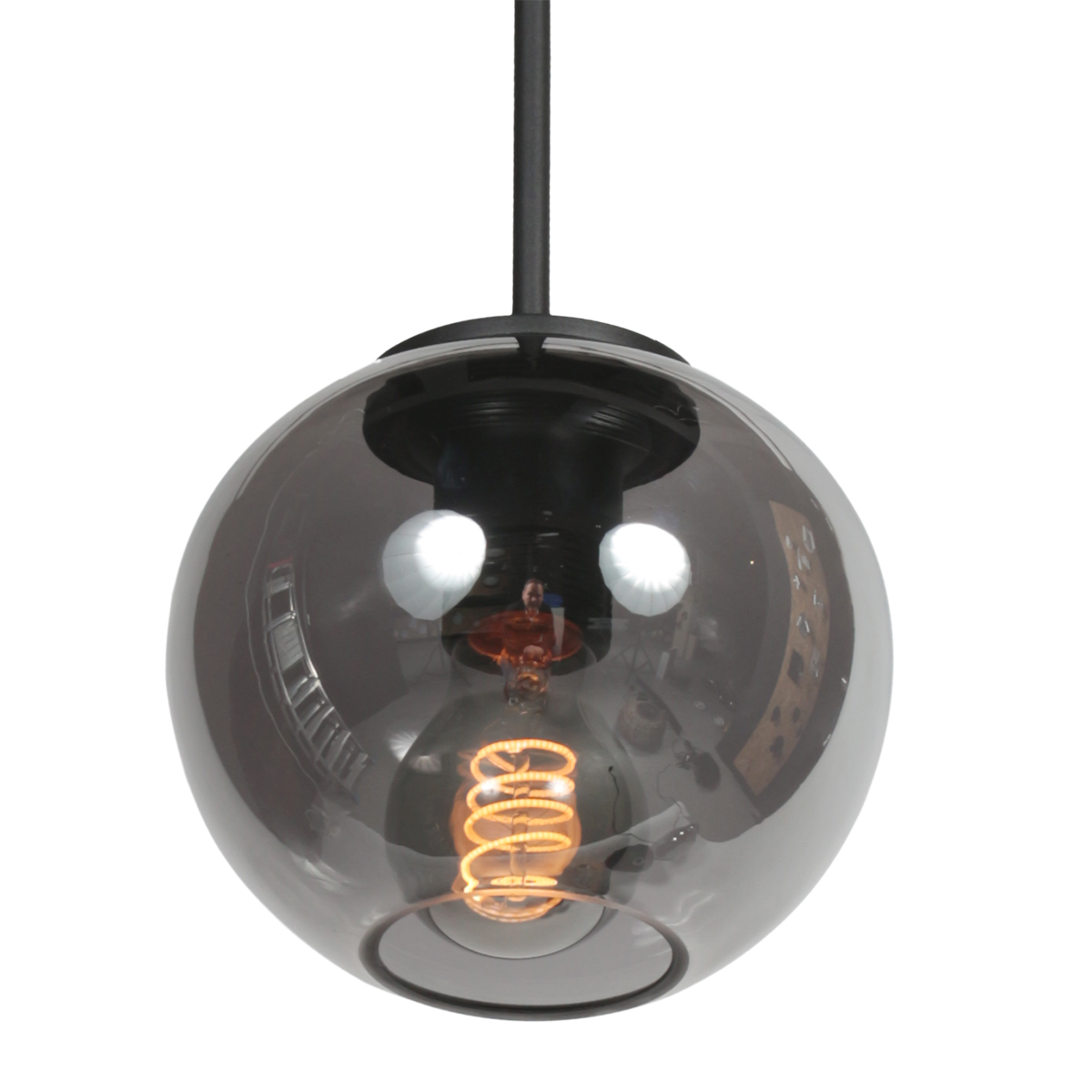 Suspension moderne noire en verre fumé Mexlite HaloSwap – Image 3