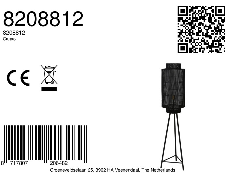 Lampadaire noir sur pied Light & Living Gruaro – Image 9