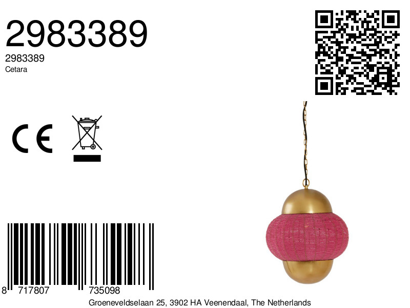 Suspension rouge avec accents dorés Light & Living Cetara – Image 8