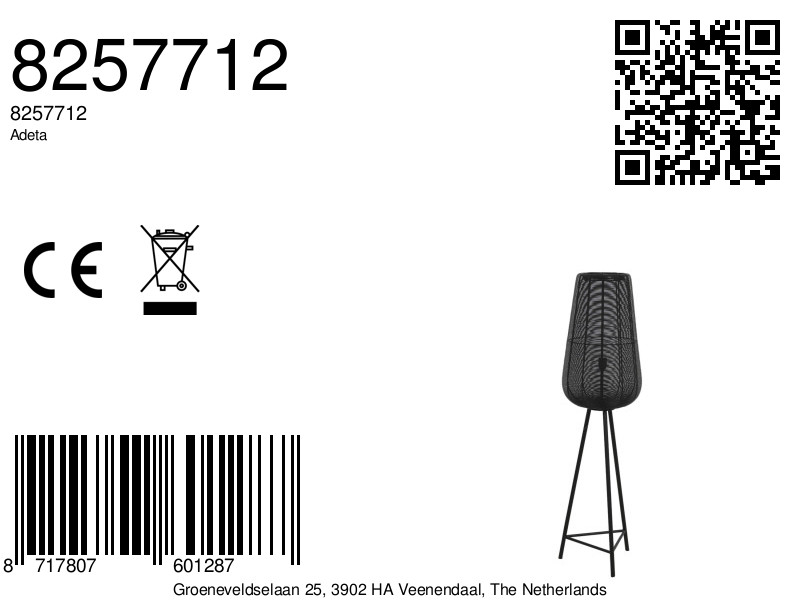 Lampadaire en métal noir de forme cylindrique Light & Living Adeta – Image 9