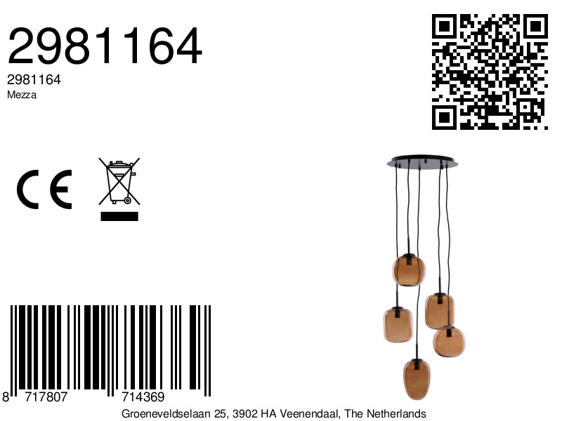 Suspension cluster avec boules en verre brun Light & Living Mezza – Image 9