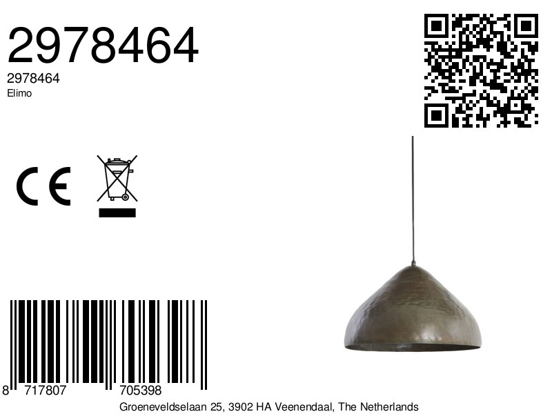 Suspension conique en métal noir Light & Living Elimo – Image 8