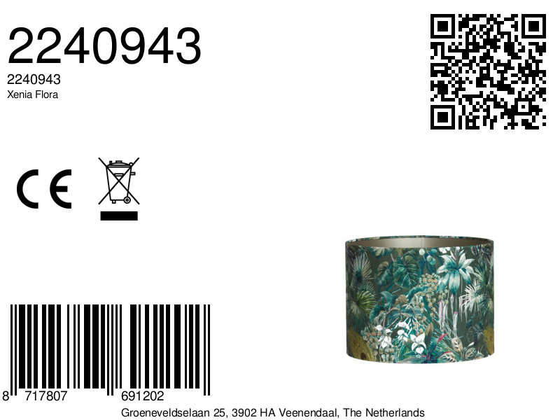 Abat-jour en feuilles tropicales en forme cylindrique Light & Living Xenia Flora – Image 7