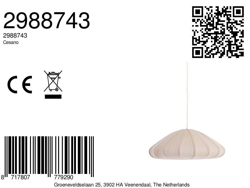 Suspension plissée en tissu beige Light & Living Cesano – Image 6