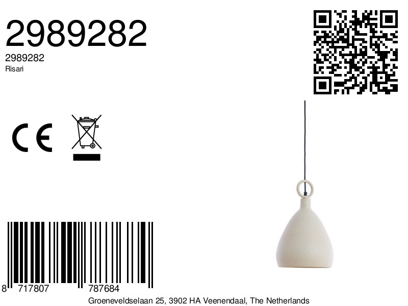 Suspension en céramique blanche au design épuré Light & Living Risari – Image 6