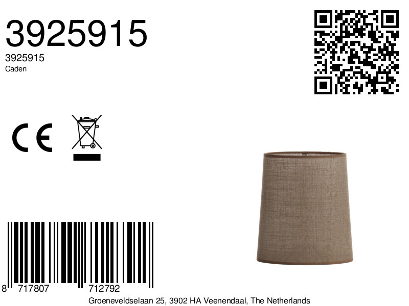 Abat-jour brun en tissu Light & Living Caden – Image 7