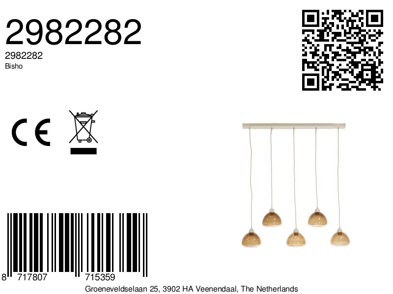 Suspension en métal doré avec verre Light & Living Bisho – Image 7