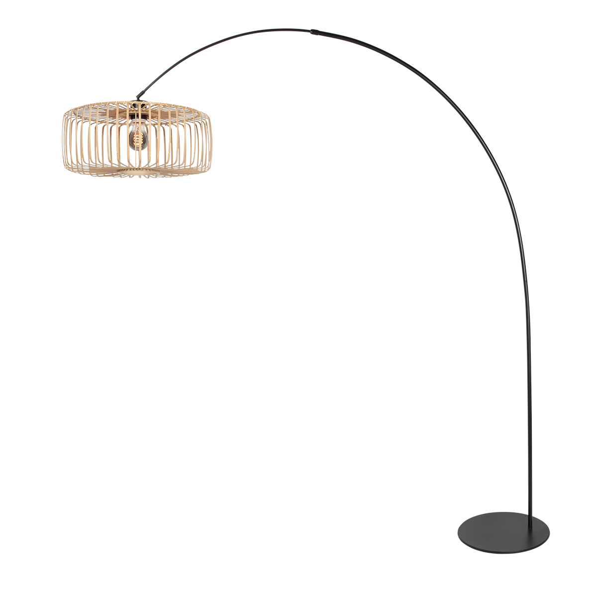Lampadaire tendance noir avec abat-jour naturel Anne Lighting Curve – Image 2