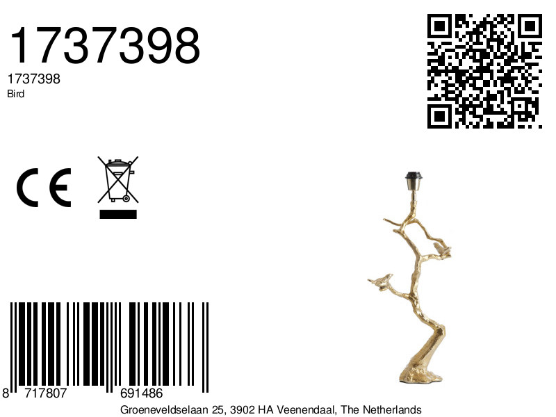 Lampe de table dorée design d'oiseau Light & Living Bird – Image 8