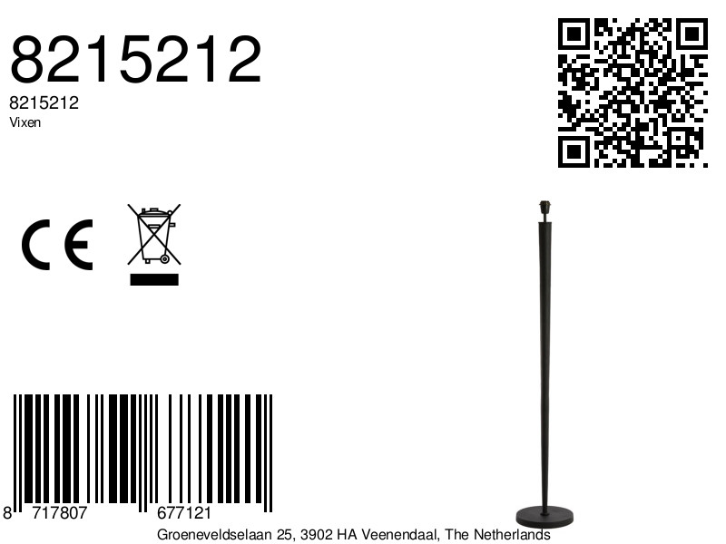 Piedestal de lampe noire design élancé Light & Living Vixen – Image 9