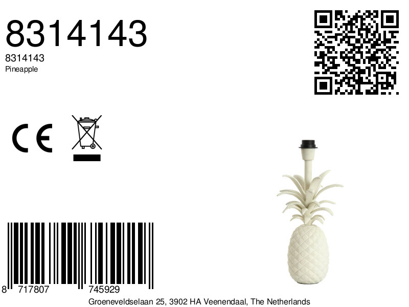 Piedestal de lampe en forme d'ananas blanc Light & Living Pineapple – Image 8
