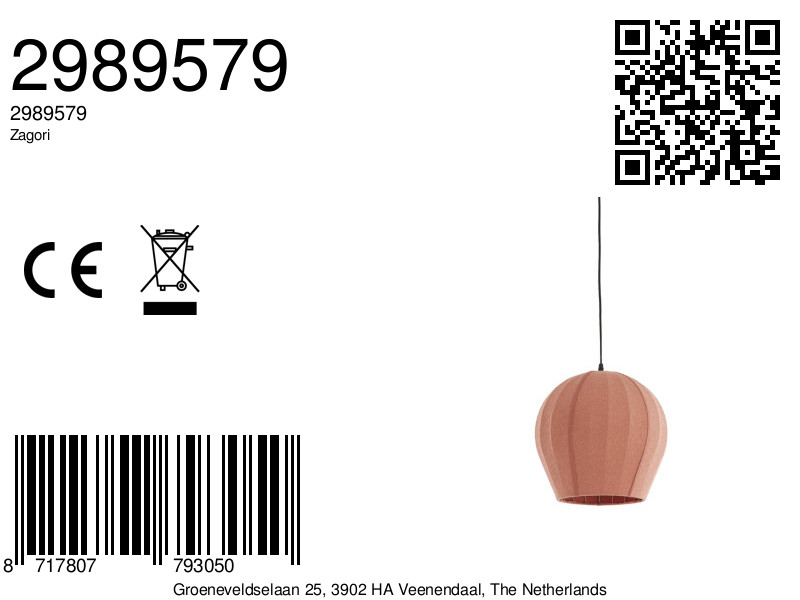 Suspension en tissu terracotta au style chaleureux Light & Living Zagori – Image 6