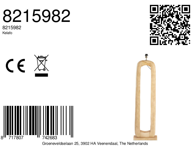 Socle de lampe en bois ovale de couleur naturelle Light & Living Kelafo – Image 8