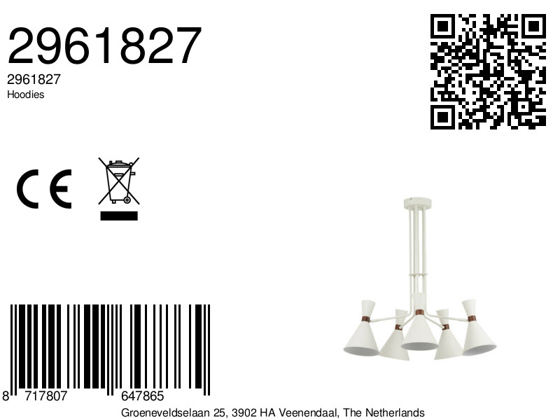 Suspension vintage en métal blanc Light & Living Hoodies – Image 8