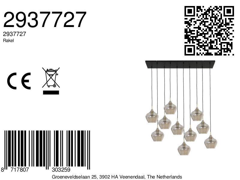 Suspension en verre à plusieurs pendants Light & Living Rakel – Image 10