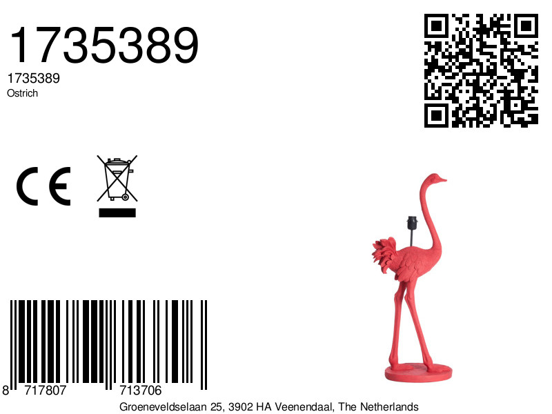 Lampadaire autruche rose Light & Living Ostrich – Image 10