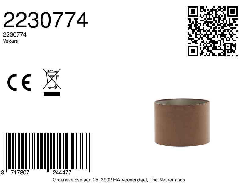 Abat-jour cylindrique en marron Light & Living Velours – Image 9