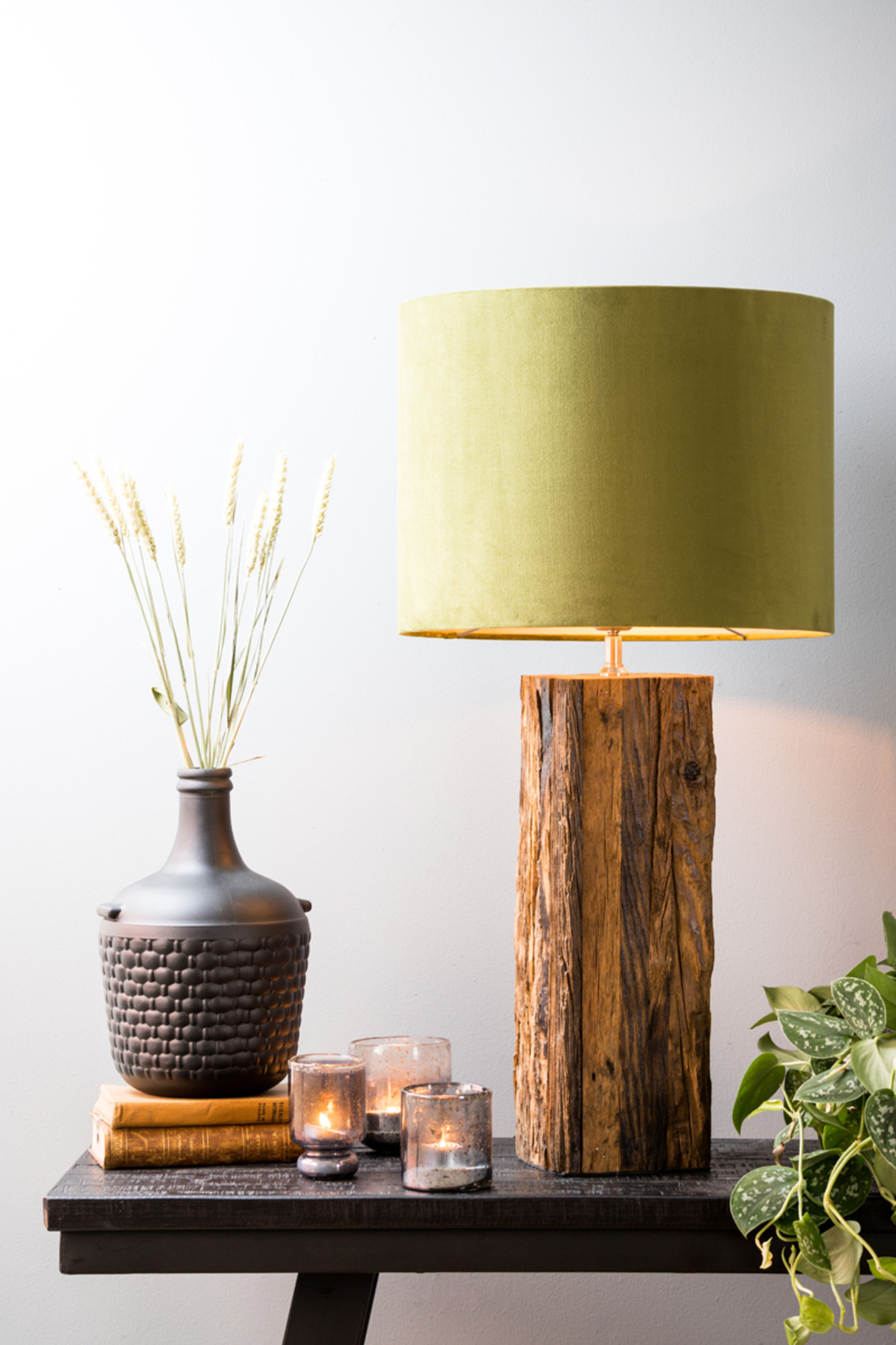 Abat-jour cylindrique en vert Light & Living Velours – Image 4