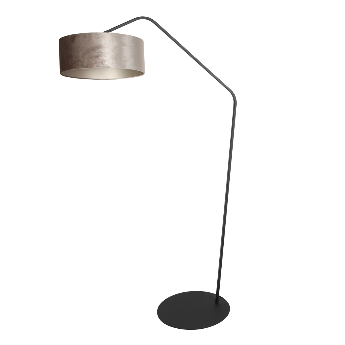 Lampadaire arqué noir avec abat-jour velours argenté Anne Lighting ZigZag – Image 2