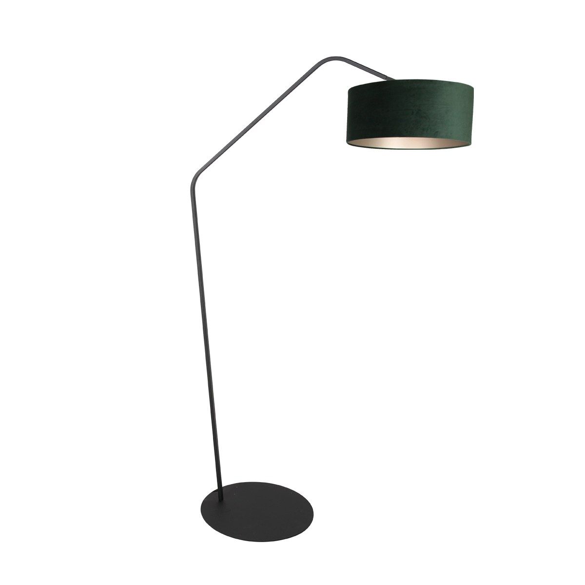 Lampadaire noir avec abat-jour velours vert Anne Lighting ZigZag