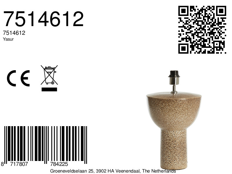 Piedestal de lampe en céramique tacheté brun Light & Living Yasur – Image 6